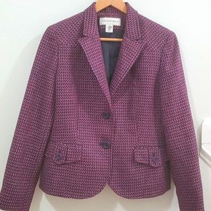 Jones New York Pink Navy Full Length Blazer Jacket